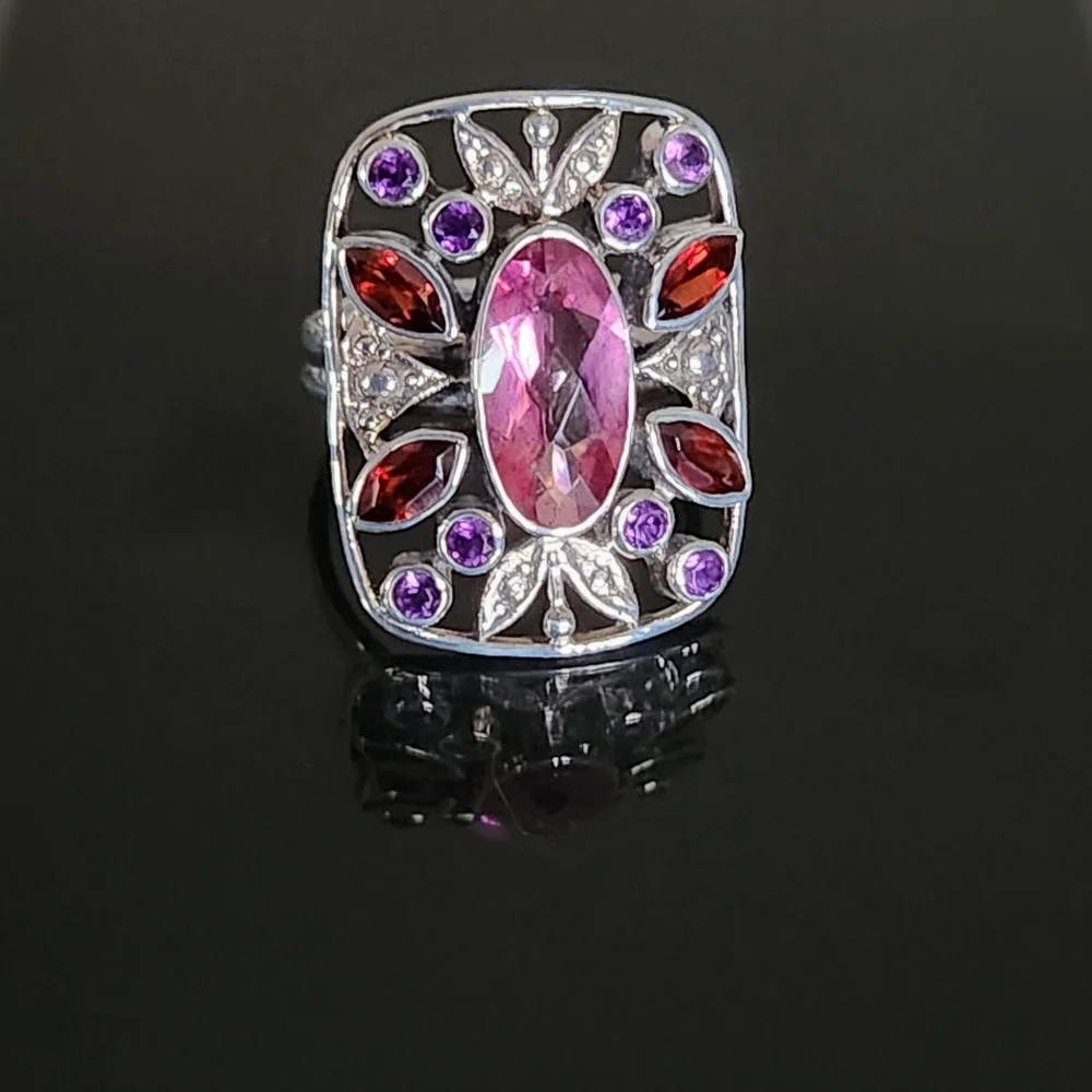 Nicky Butler 925 Sterling Silver Pink Quartz Garnet Designer Gemstone Ring NWT